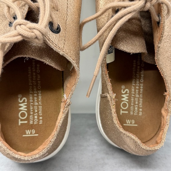 Toms Women's Lennox Rose Gold Leather Lace Up Sneaker Size 9 - Picture 10 of 12
